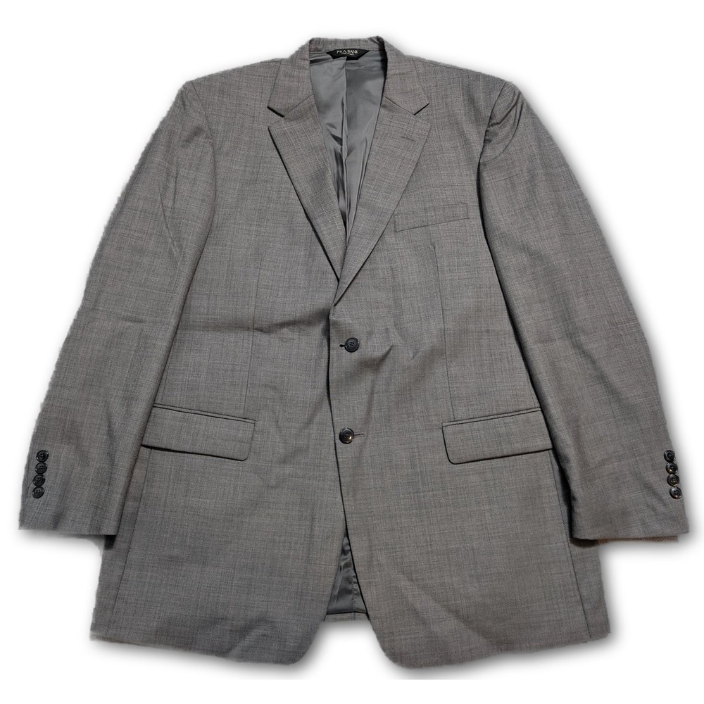 Jos A Bank Travelers Collection Mens Blazer Gray 46L Traveler Tailored Fit Wool